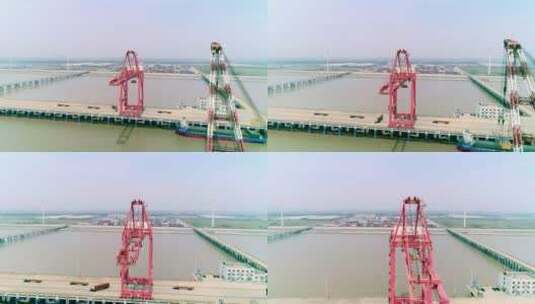 独山港货运码头航拍3高清在线视频素材下载