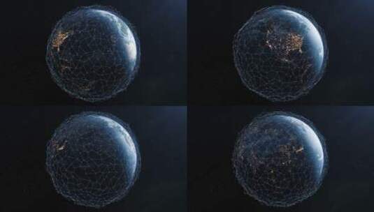 蓝色网格的地球通信网络高清在线视频素材下载