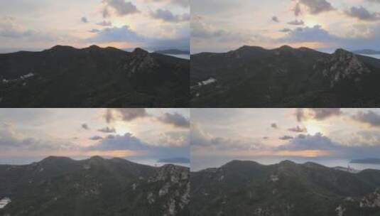 飞越棉花山看到刘公岛威海航拍4K高清在线视频素材下载