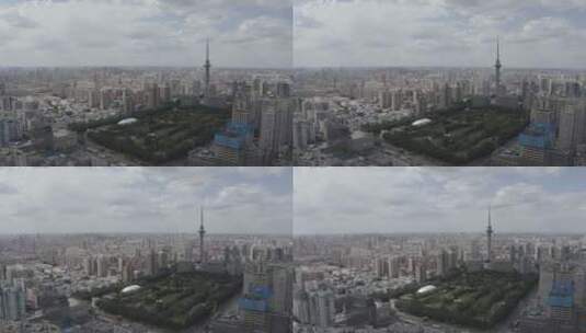 4k哈尔滨开发区龙塔晴天航拍高清在线视频素材下载