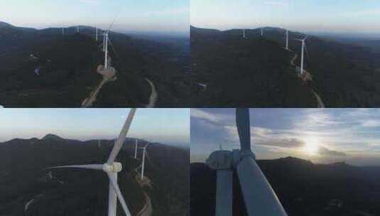 风电4K航拍山区风电风能风力发电组镜头高清在线视频素材下载