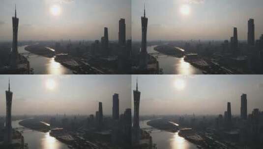 夕阳下的广州高清在线视频素材下载