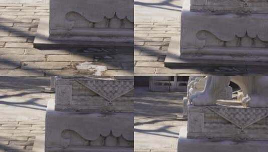紫竹院行宫镇宅石狮子石雕雕刻高清在线视频素材下载