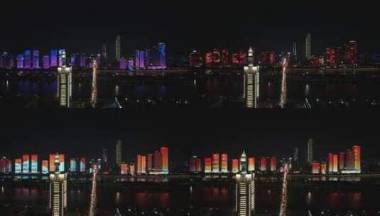 城市延时湖南长沙城市夜景航拍移动延时高清在线视频素材下载