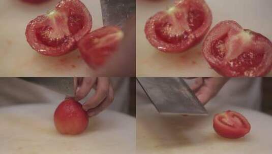 【镜头合集】烫西红柿去皮切块高清在线视频素材下载