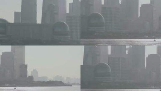 上海早晨黄浦江岸轮船飞鸟高清在线视频素材下载