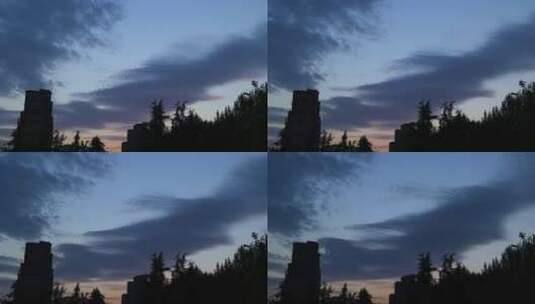 黄昏来临 楼宇 移动的云 延时摄影高清在线视频素材下载