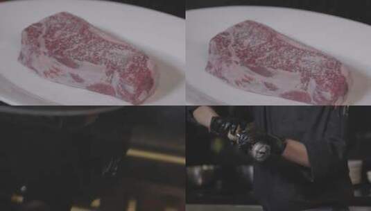 美式高级餐厅服务员牛排制作高清在线视频素材下载