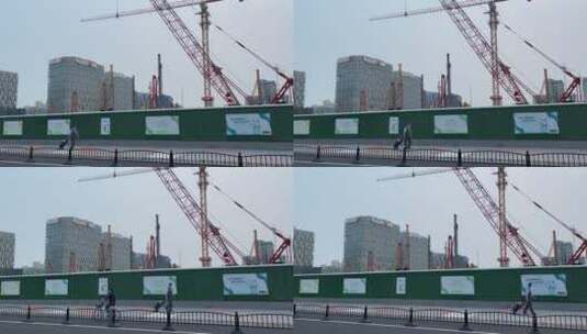 上海封城中的封闭施工现场地高清在线视频素材下载