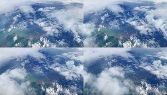民航飞机穿越云层俯拍地面视频高清在线视频素材下载
