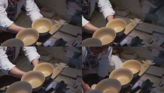手工演示制作瓷碗泥坯高清在线视频素材下载