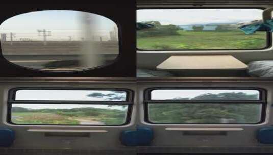 透过火车车窗看窗外的风景竖屏合集高清在线视频素材下载