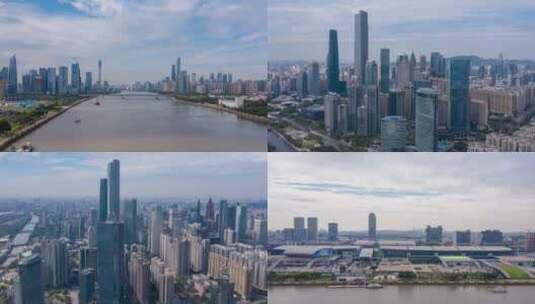 原创航拍广州繁华面貌CBD珠江新城延时高清在线视频素材下载
