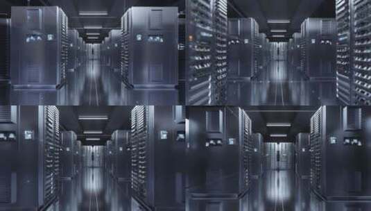 科技感数据库机房网络服务器中心3D隧道高清在线视频素材下载