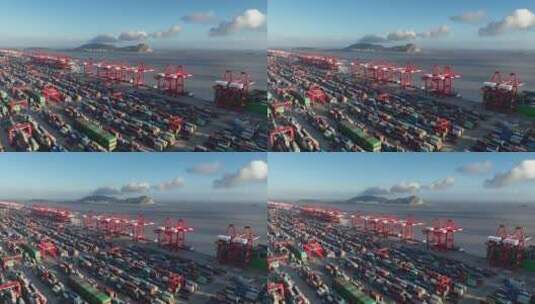 上海洋山港全景航拍高清在线视频素材下载