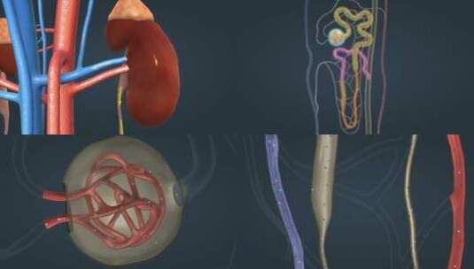 泌尿系统肾脏肾盏尿液形成过程生理学机理高清在线视频素材下载