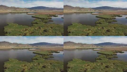 新疆可可苏里湿地湖泊航拍视角高清在线视频素材下载
