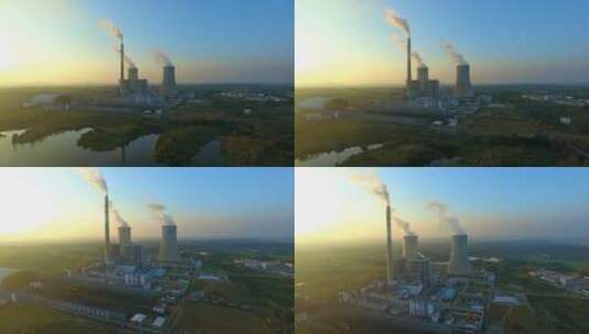 老式的火力发电厂日落景观高清在线视频素材下载