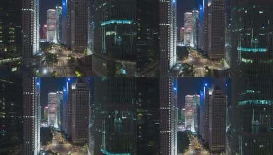 上海陆家嘴现代办公大楼夜景-悟2航拍高清在线视频素材下载