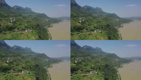 湖北宜昌长江三峡西陵峡自然风光航拍高清在线视频素材下载