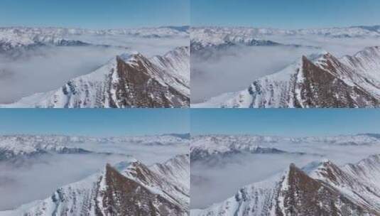 冬季夹金山雪山航拍风景高清在线视频素材下载