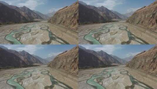 新疆阿克陶县盖孜河峡谷中巴公路风光高清在线视频素材下载
