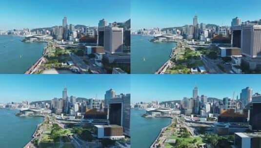 香港海岸线航拍香港湾仔区城市建筑风光风景高清在线视频素材下载
