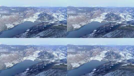 冬季雪景山川湖泊航拍高清在线视频素材下载