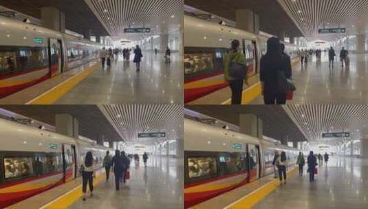 郑州东站站台旅客乘客高清在线视频素材下载