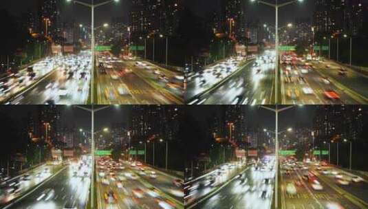 深圳车流延时道路夜晚交通滨河大道车来车往高清在线视频素材下载