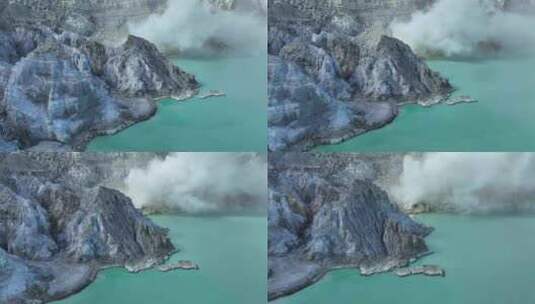 HDR印尼爪哇岛伊真火山湖泊航拍自然风光高清在线视频素材下载