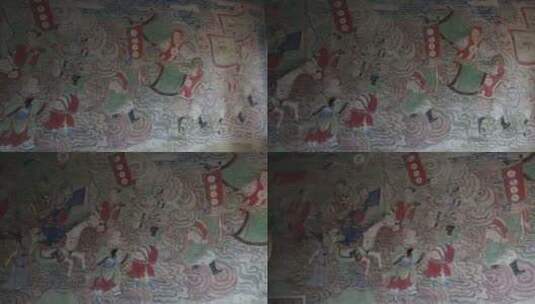 道教寺庙里的壁画高清在线视频素材下载