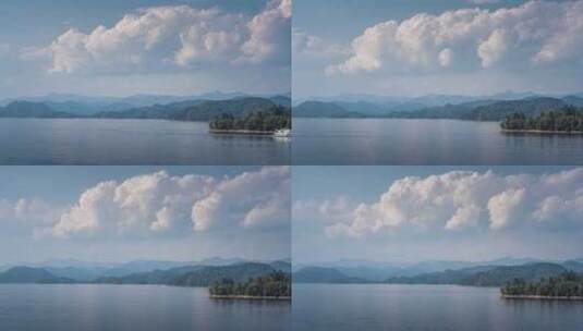 千岛湖日景云朵翻滚 延时摄影高清在线视频素材下载