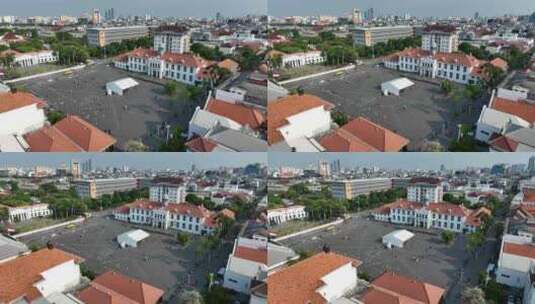 印尼雅加达老城法塔西拉广场航拍建筑风光高清在线视频素材下载