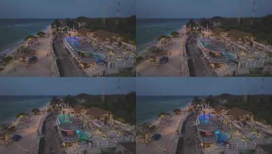 HDR印尼吉利群岛航拍夜晚酒吧海滨风光高清在线视频素材下载