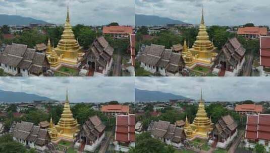 航拍泰国清迈古城帕辛寺庙城市风光高清在线视频素材下载