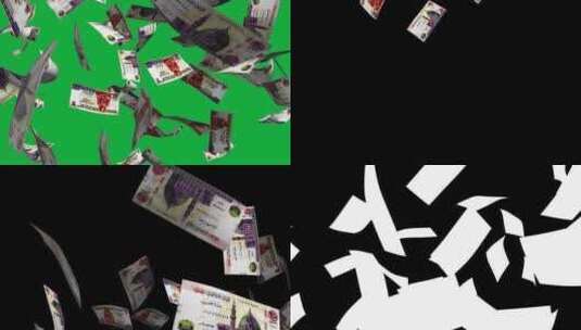 落在绿屏上的埃及镑纸币的3D动画高清在线视频素材下载