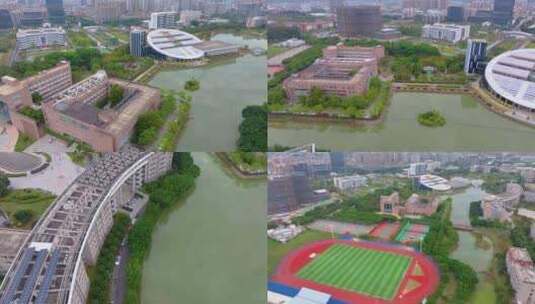 福州福建医科大学旗山校区上街校区航拍校园高清在线视频素材下载