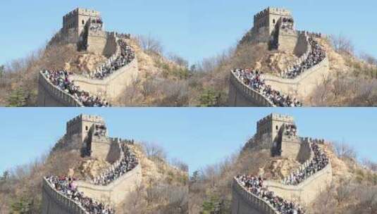 北京八达岭长城旅游人山人海高清在线视频素材下载