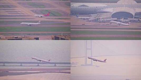 8K深圳机场起飞的中国东方航空客机高清在线视频素材下载