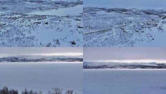 4K航拍北欧芬兰冰雪最美风光高清在线视频素材下载