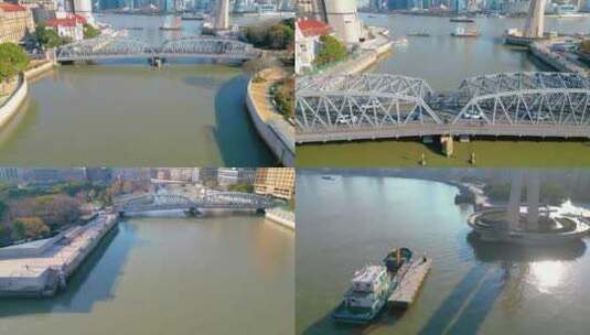 上海外滩黄浦江苏州河游船风景视频素材高清在线视频素材下载