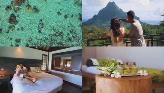 比基尼美女情侣大海海岛旅行度假村度假酒店高清在线视频素材下载