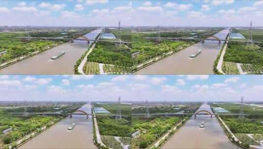 航拍上海浦东大治河高清在线视频素材下载