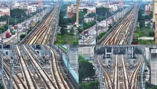 宣传片用城市铁路轨道交通航拍地铁线路高清在线视频素材下载
