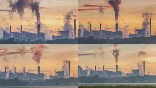 煤电厂重污染空气排放高清在线视频素材下载