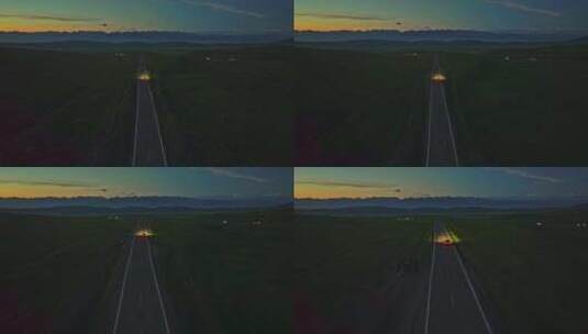 新疆那拉提草原日落HDR航拍高清在线视频素材下载