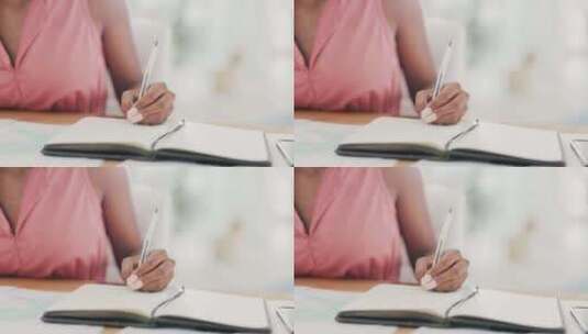 女人，手和写商业想法，计划或战略在书中记高清在线视频素材下载