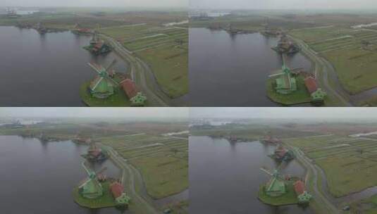 荷兰Zaanse Schans风车村木制高清在线视频素材下载