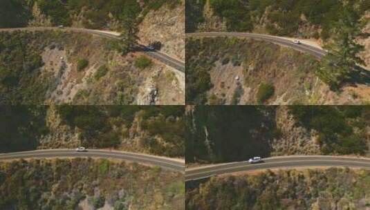 穿过山区的危险道路。穿过岩石景观的交通高清在线视频素材下载